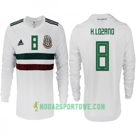 Koszulka Meksyk H. LOZANO 8 Mistrzostwa Świata 2018 Wyjazdowe Stroje Piłkarskie Długi Rękaw